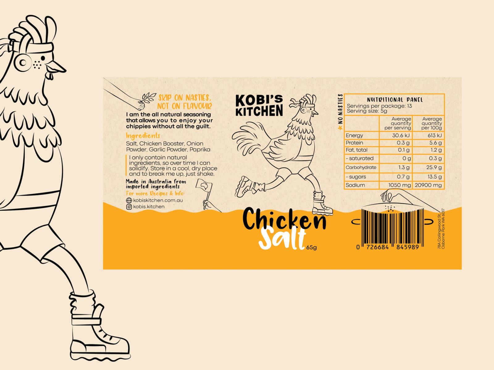 Label Design, Package Design, Chicken Salt Package Design, Australia Package Design, Package Design Australia, Food Package Design